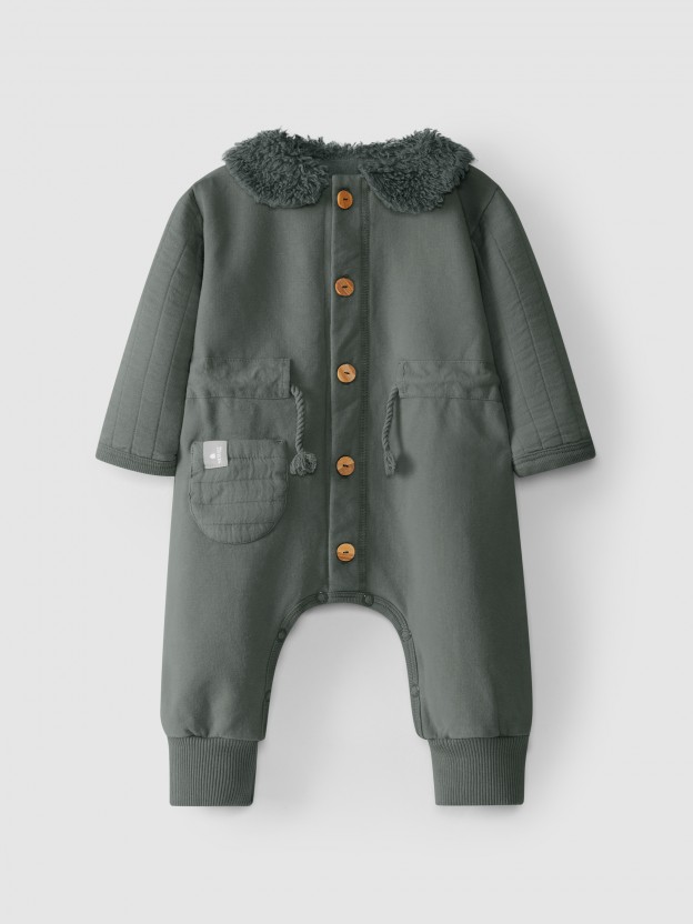 Romper with fur collar Romper with fur collar