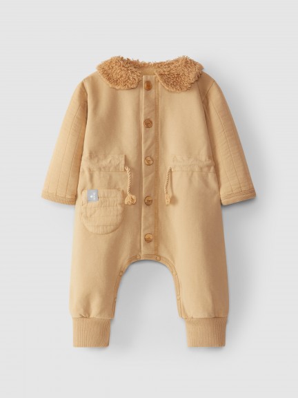 Romper with fur collar Romper with fur collar