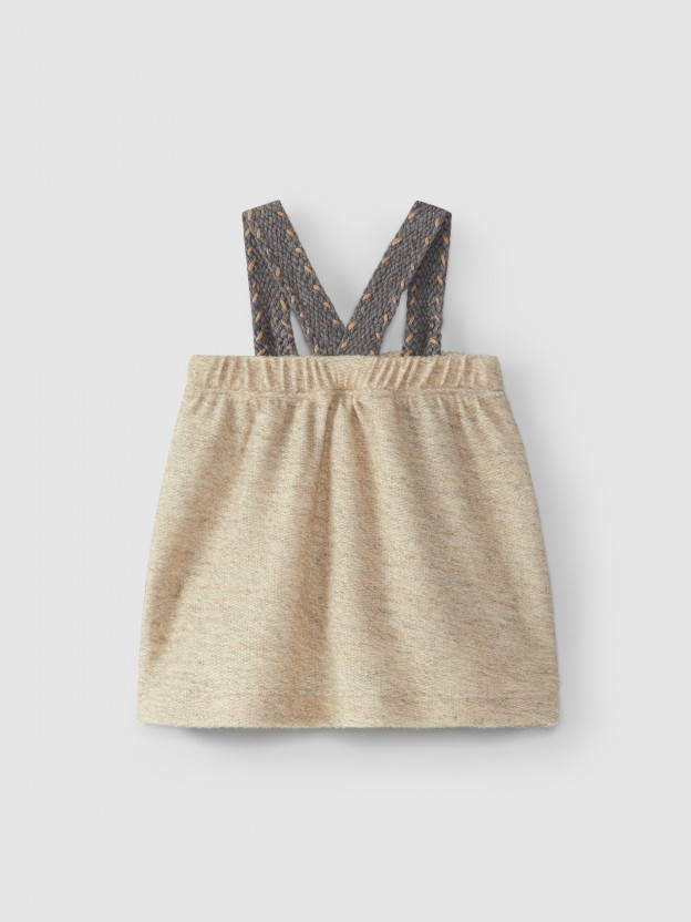 Saia de alças com bolsos em felpa com lã Saia de alças com bolsos em felpa com lã