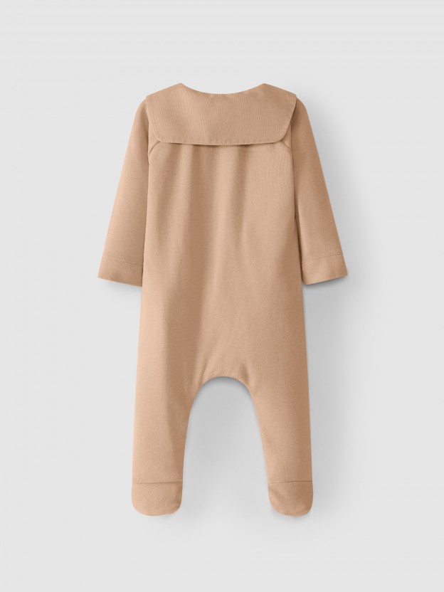 Babygrow com gola em veludo micro-canelado Babygrow com gola em veludo micro-canelado