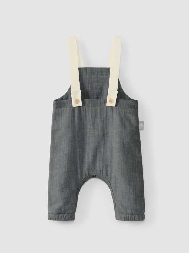 Dungarees in four-layer muslin Dungarees in four-layer muslin