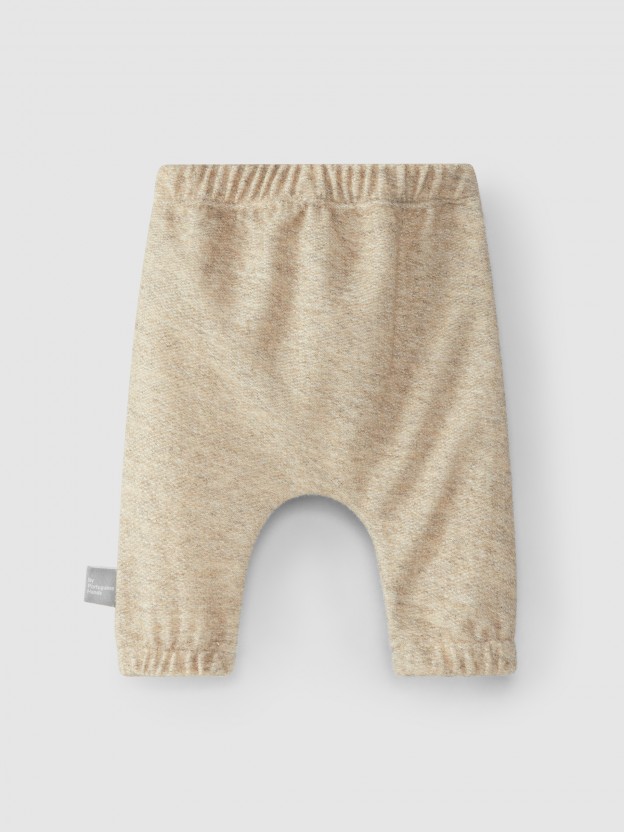 Pants with ribbon with knitted-effect detail Pants with ribbon with knitted-effect detail