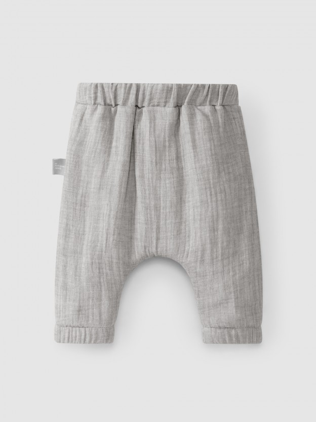 Pantal�n pull-up de muselina de cuatro hojas