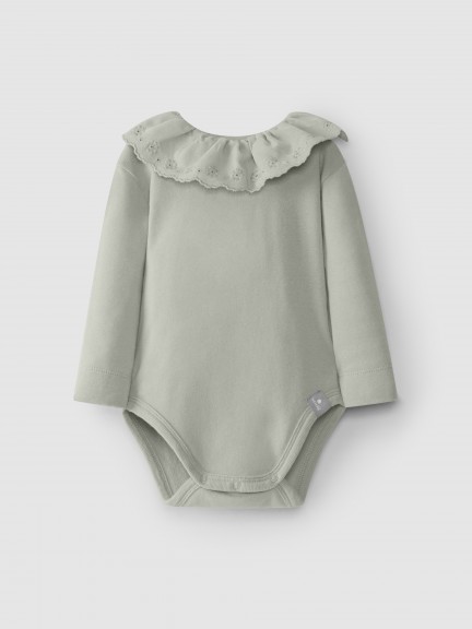 Bodysuit with collar English embroidery Bodysuit with collar English embroidery