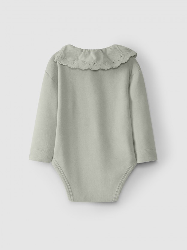 Bodysuit with collar English embroidery Bodysuit with collar English embroidery