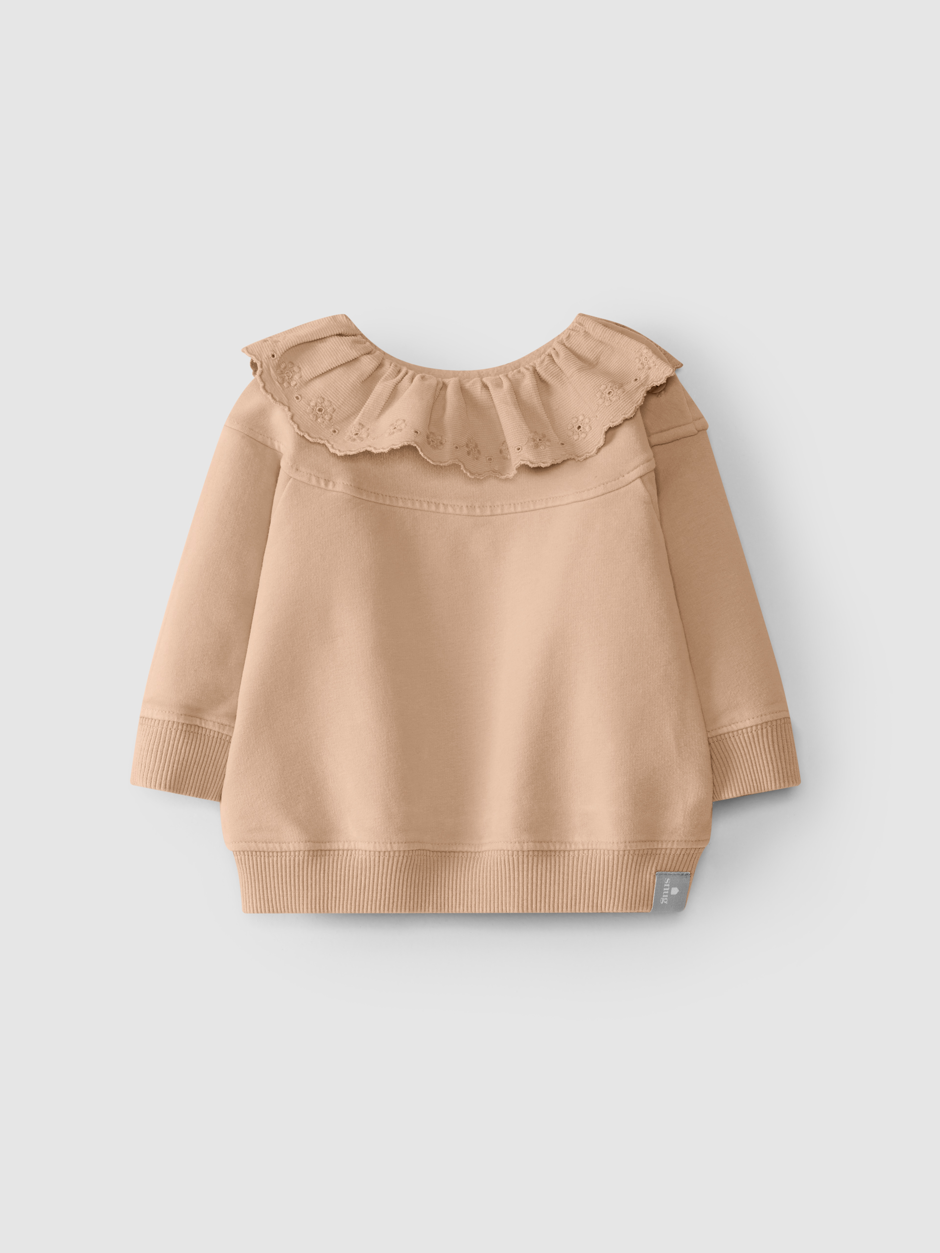 Camisola em felpa com bordado inglês