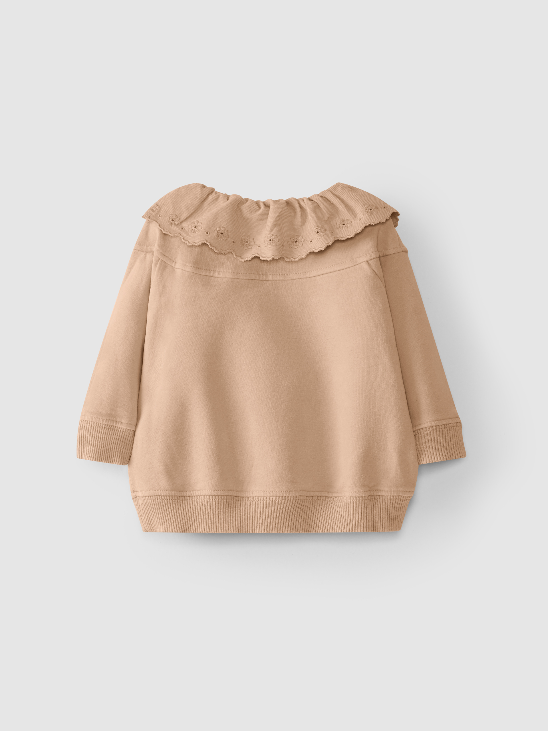 Camisola em felpa com bordado inglês