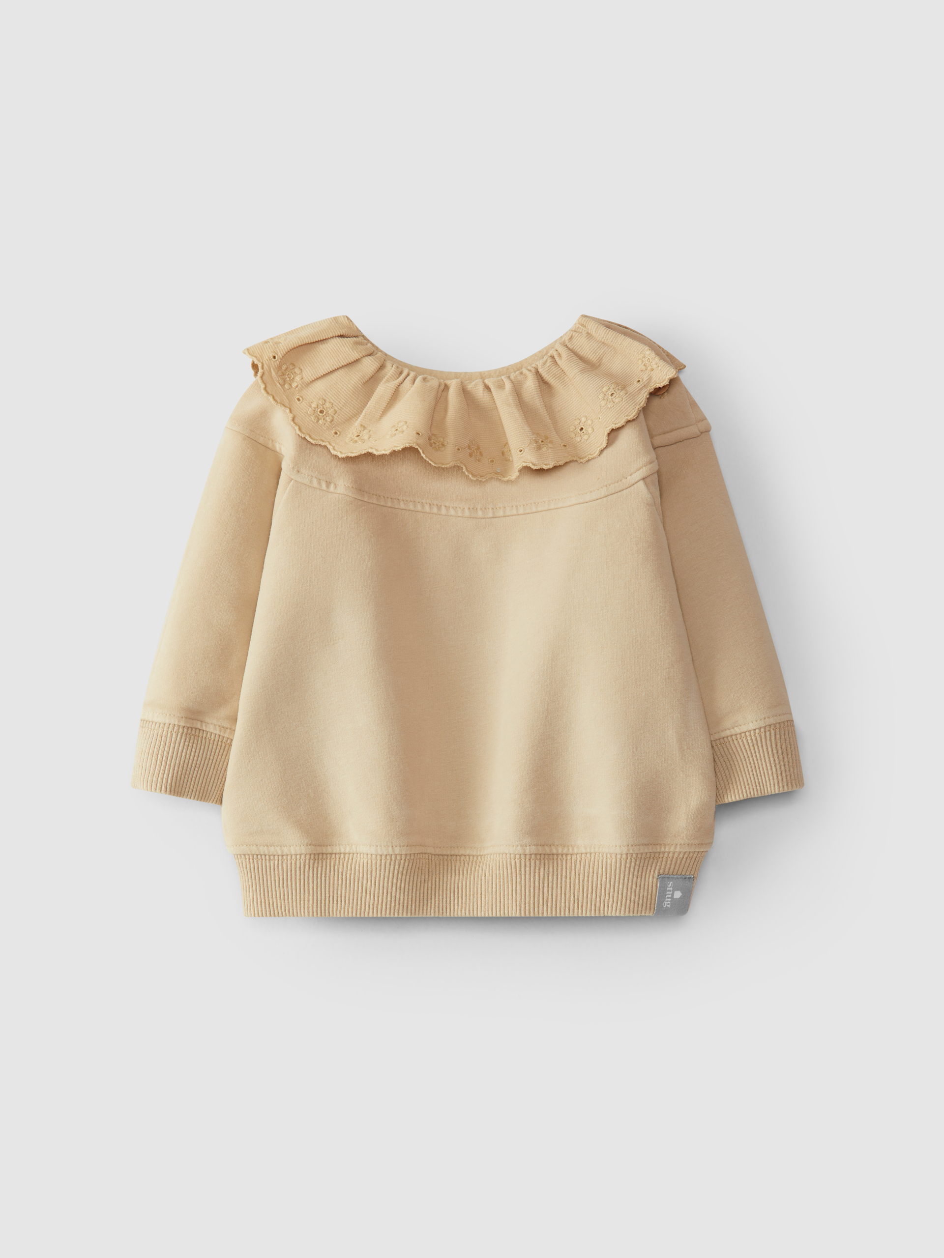 Camisola em felpa com bordado inglês