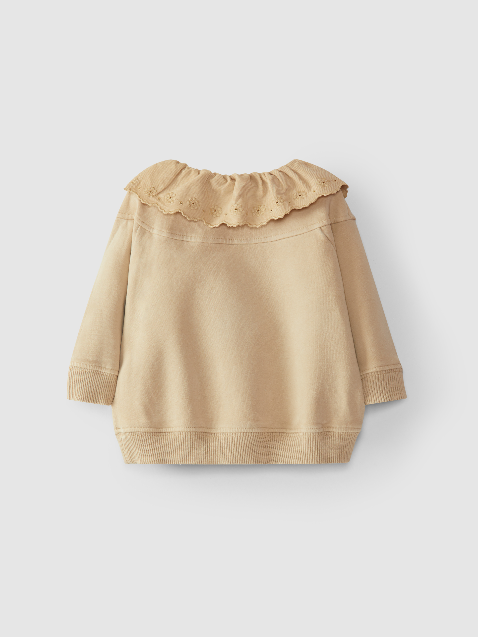 Camisola em felpa com bordado inglês