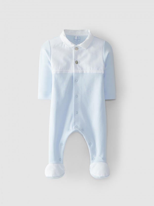 Babygrow gola em bico fita decorativa