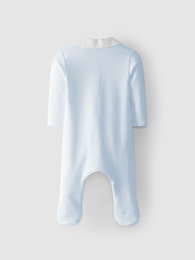Babygrow gola em bico fita decorativa