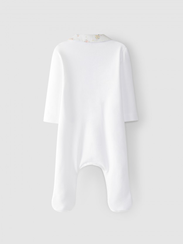 Babygrow gola bebé riscas com flores Babygrow gola bebé riscas com flores