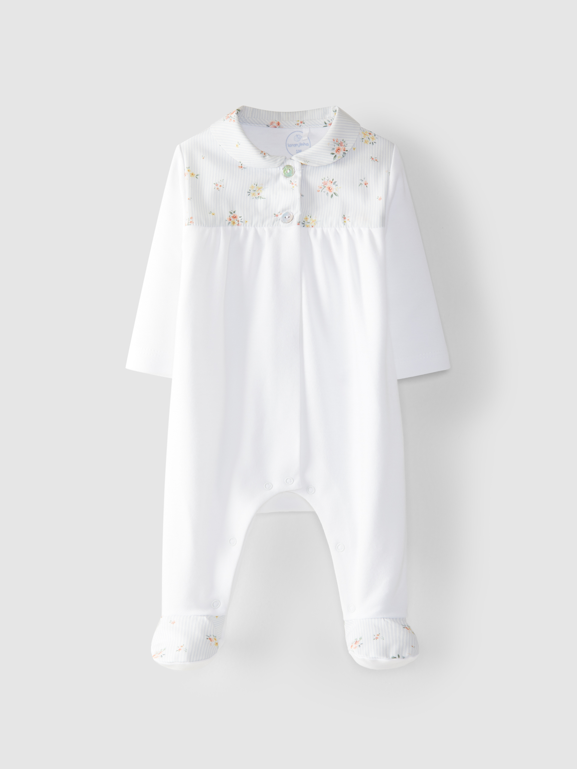 Babygrow gola bebé riscas com flores