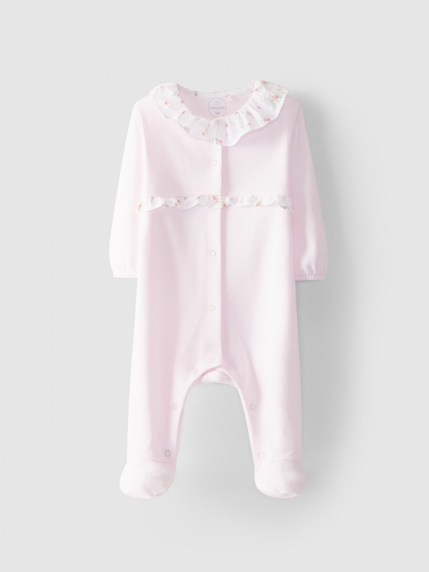 Babygrow ruffled floral collar