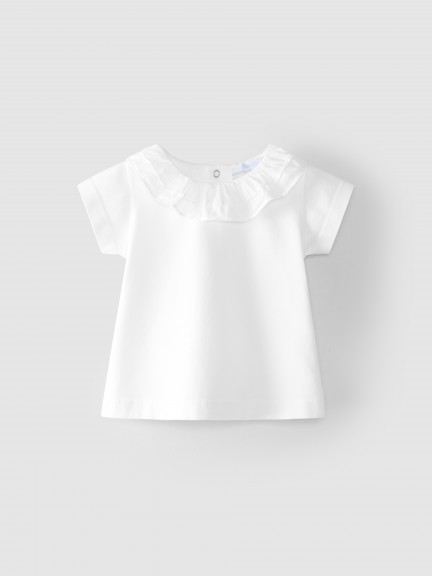 T-shirt lisa gola de folho T-shirt lisa gola de folho