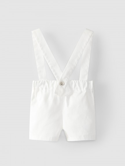 Pantalón corto de lona con cinta decorativa Pantalón corto de lona con cinta decorativa