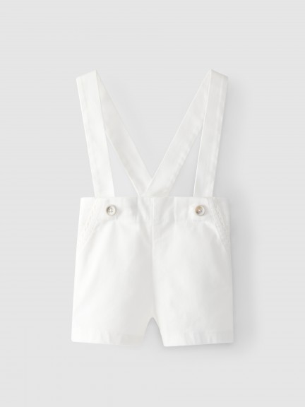 Pantalón corto de lona con cinta decorativa Pantalón corto de lona con cinta decorativa