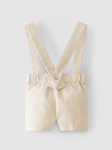 Pantalón corto de lona con cinta decorativa Pantalón corto de lona con cinta decorativa