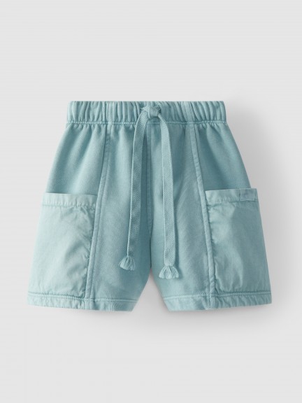 Pantalones cortos en felpa con bolsillos de tela Pantalones cortos en felpa con bolsillos de tela