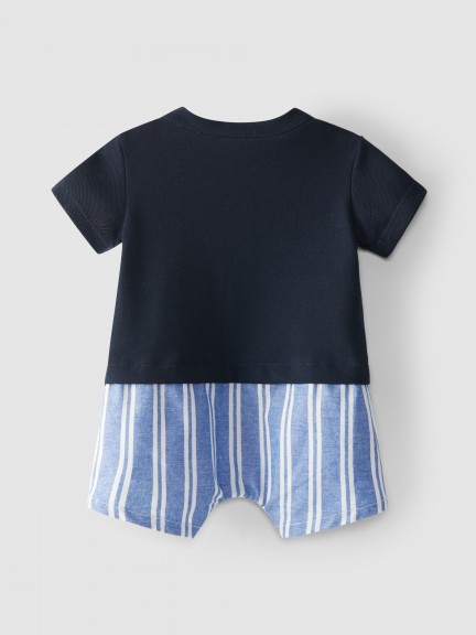 Two-in-one romper pique and stripes Two-in-one romper pique and stripes