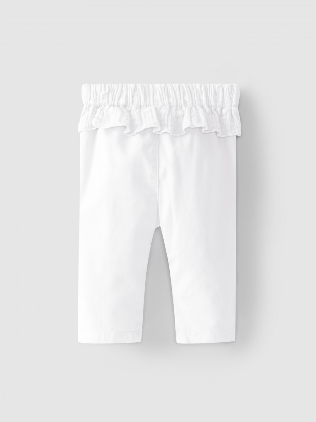 Pull-up pants with ruffle