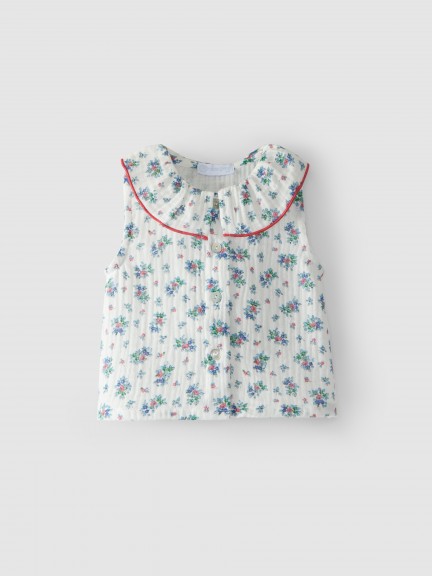 Organic cotton blouse with ruffled collar Organic cotton blouse with ruffled collar