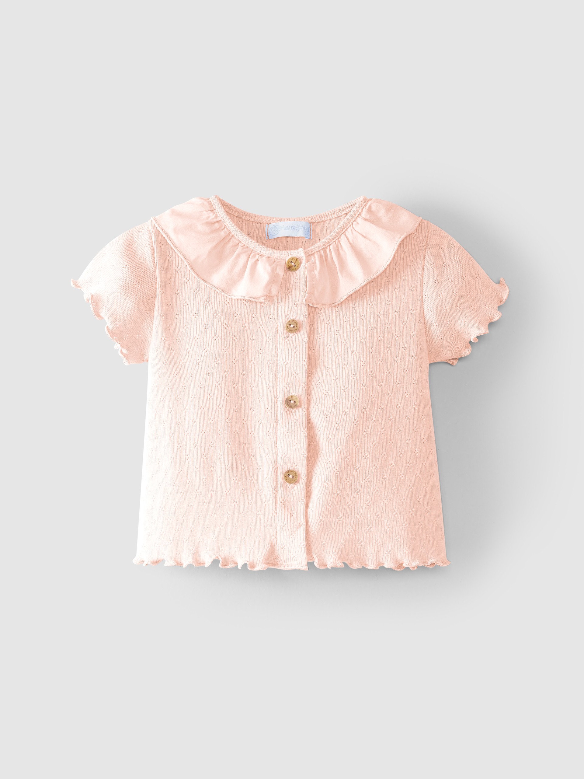 Blusa ajour con cuello de volante