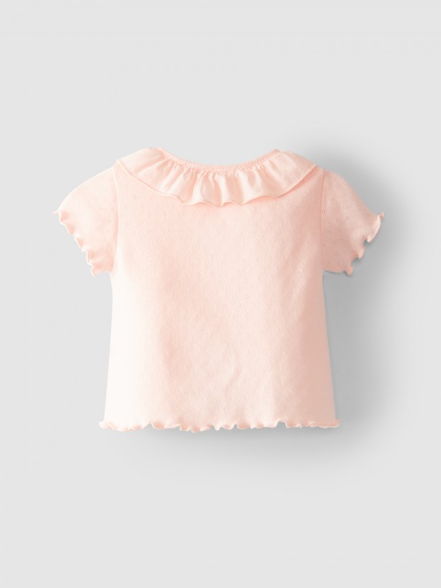 Blusa ajour con cuello de volante