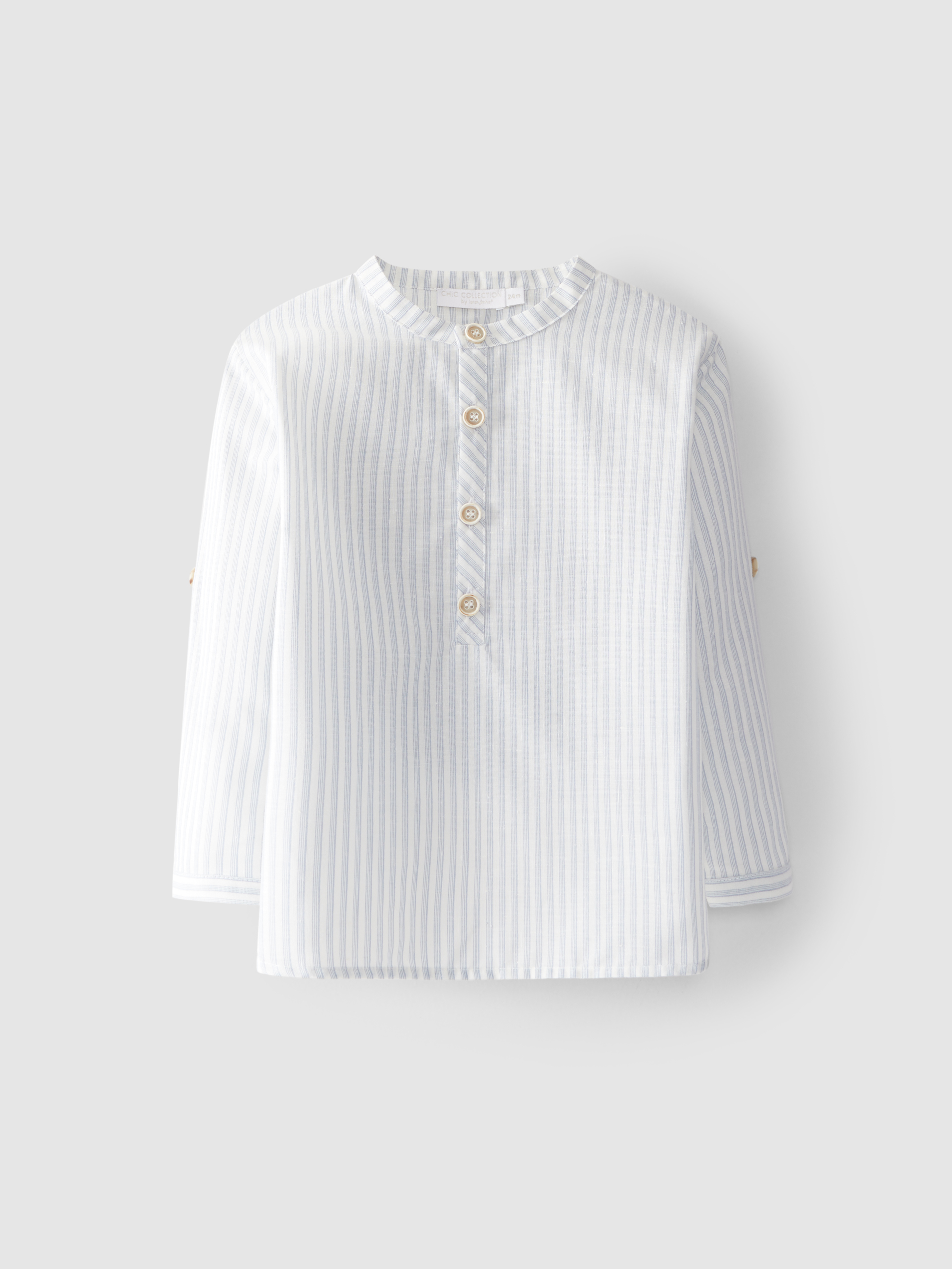 Camisa de riscas gola mao
