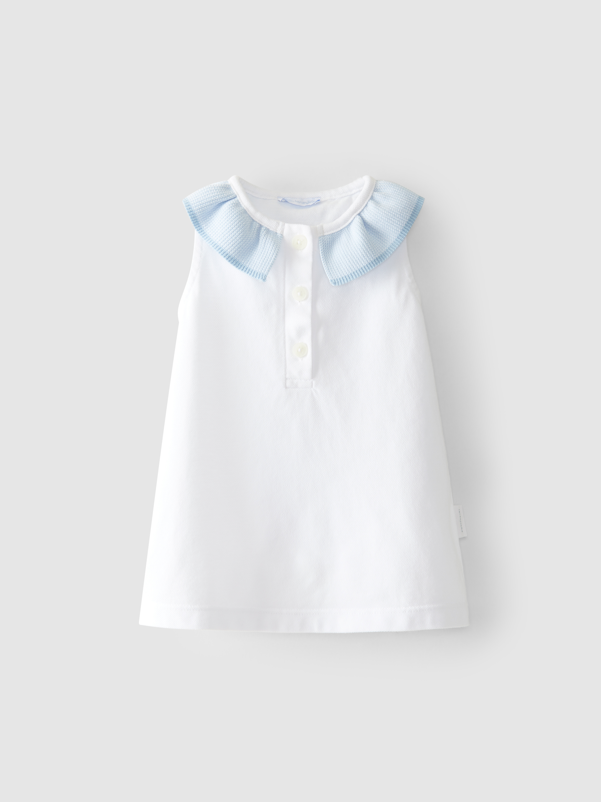 Pique dress with ruffled collar