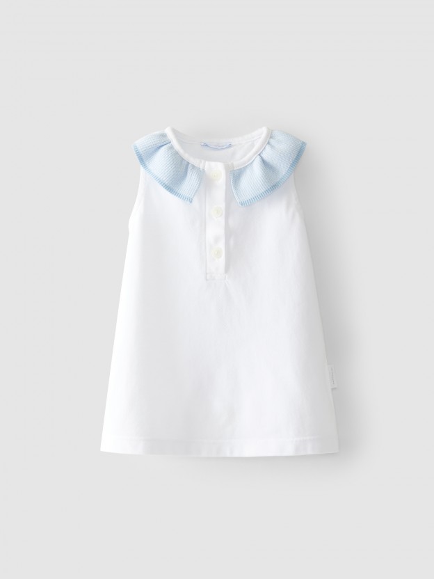 Vestido de piqu� gola de folho