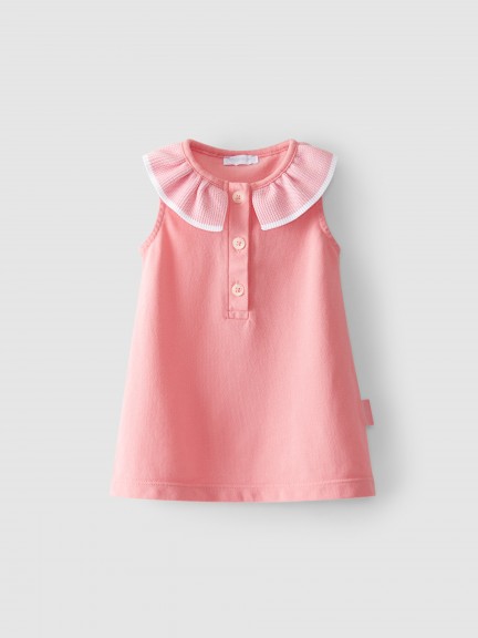 Pique dress with ruffled collar Pique dress with ruffled collar