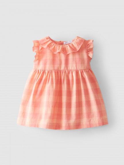 Dress plaid collar with embroidery Dress plaid collar with embroidery