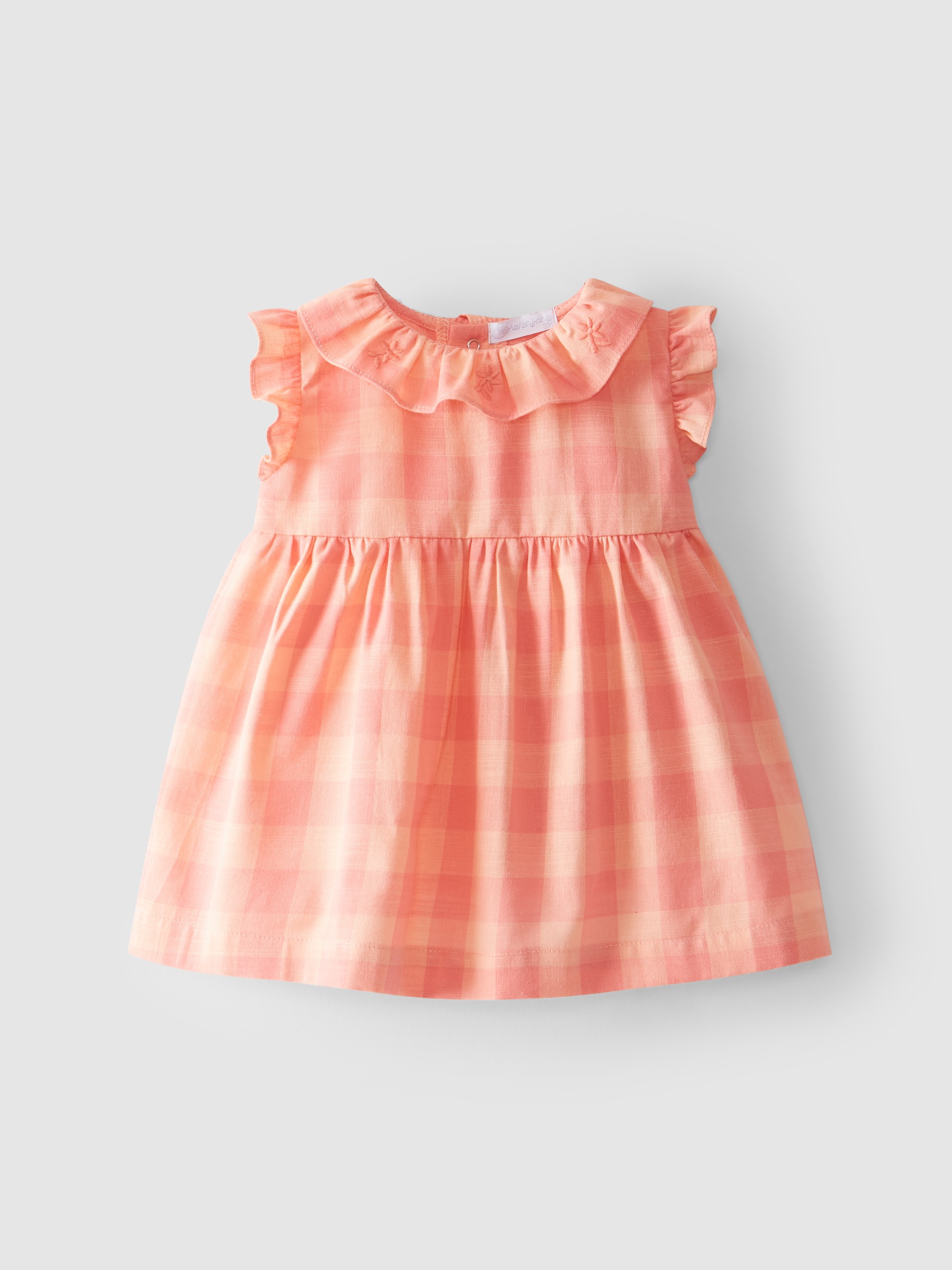Vestido xadrez gola com bordado