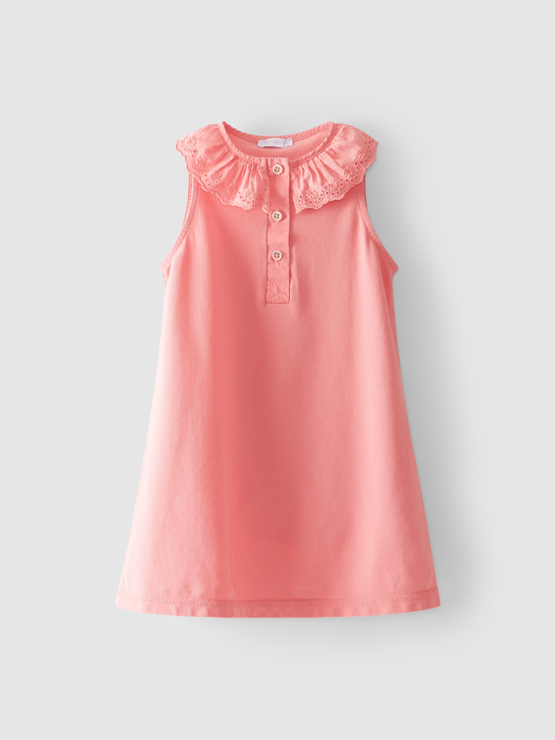 Robe en piqué à col en broderie anglaise