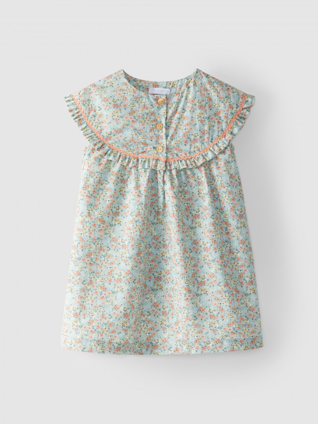 Dress floral with rickrack on the chest Dress floral with rickrack on the chest