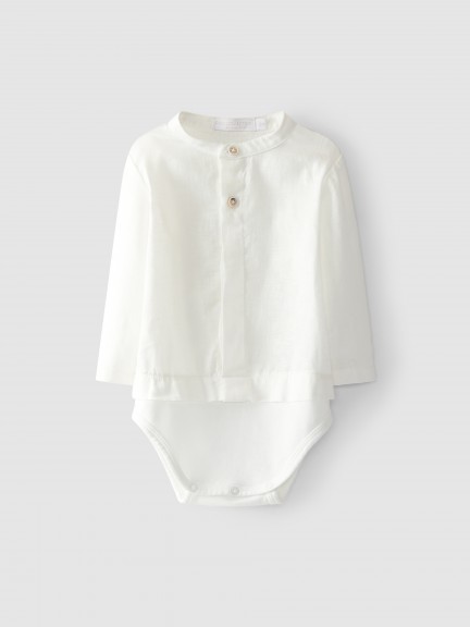 Body-camisa lino cuello mao Body-camisa lino cuello mao