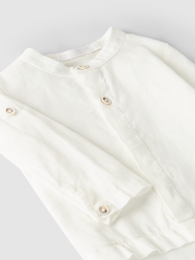 Body-camisa linho gola mao Body-camisa linho gola mao