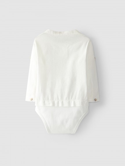 Body-camisa lino cuello mao Body-camisa lino cuello mao