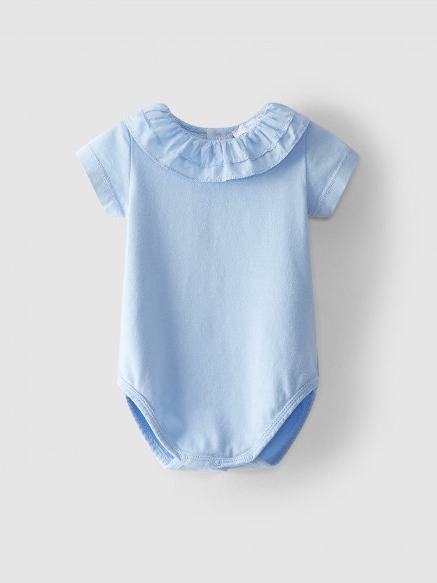 Bodysuit plain ruffled collar Bodysuit plain ruffled collar