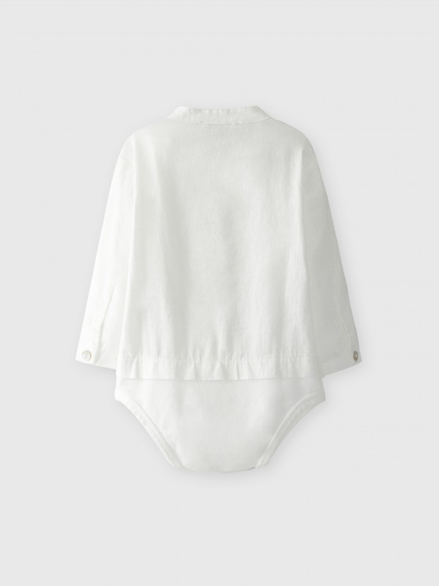 Body-camisa de linho