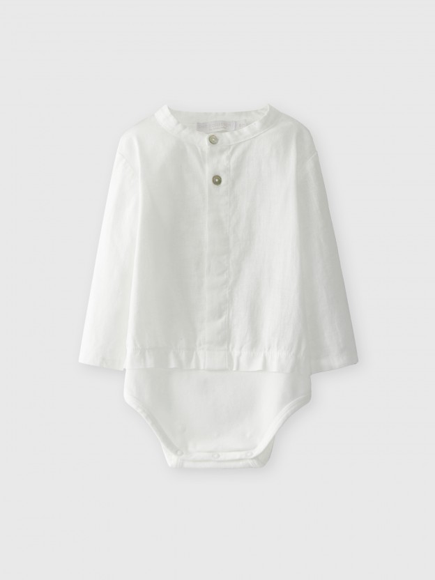 Body-camisa de linho