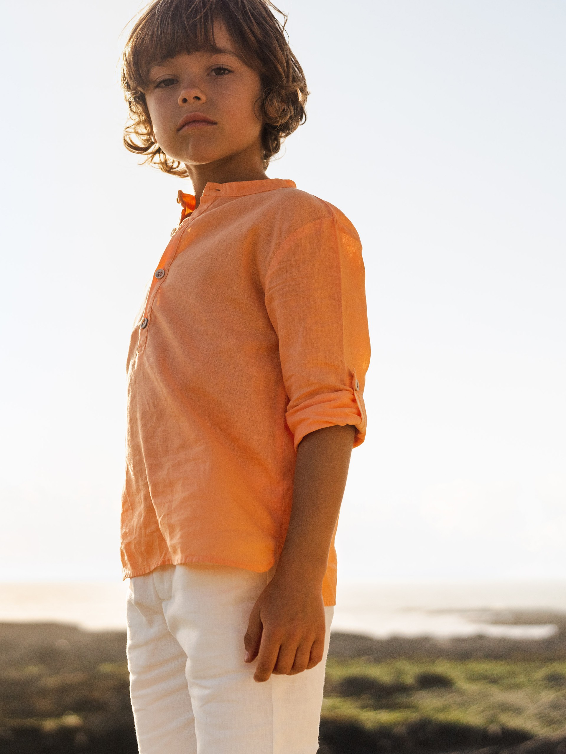 Camisa lino cuello mao