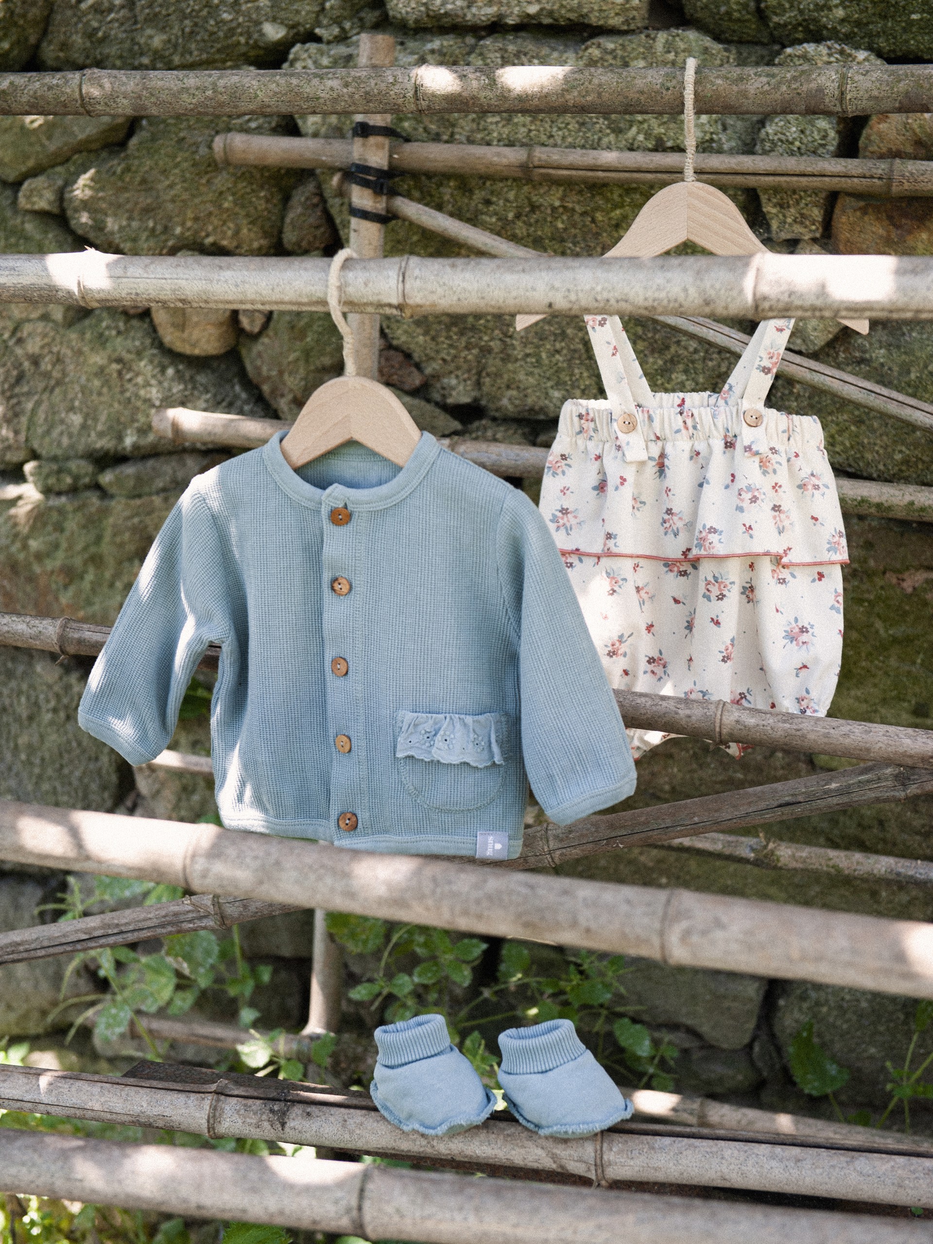 Jacket pocket with textured cotton ruffle