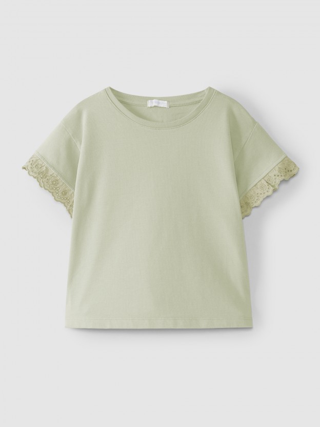 Camiseta manga corta con bordado ingl�s