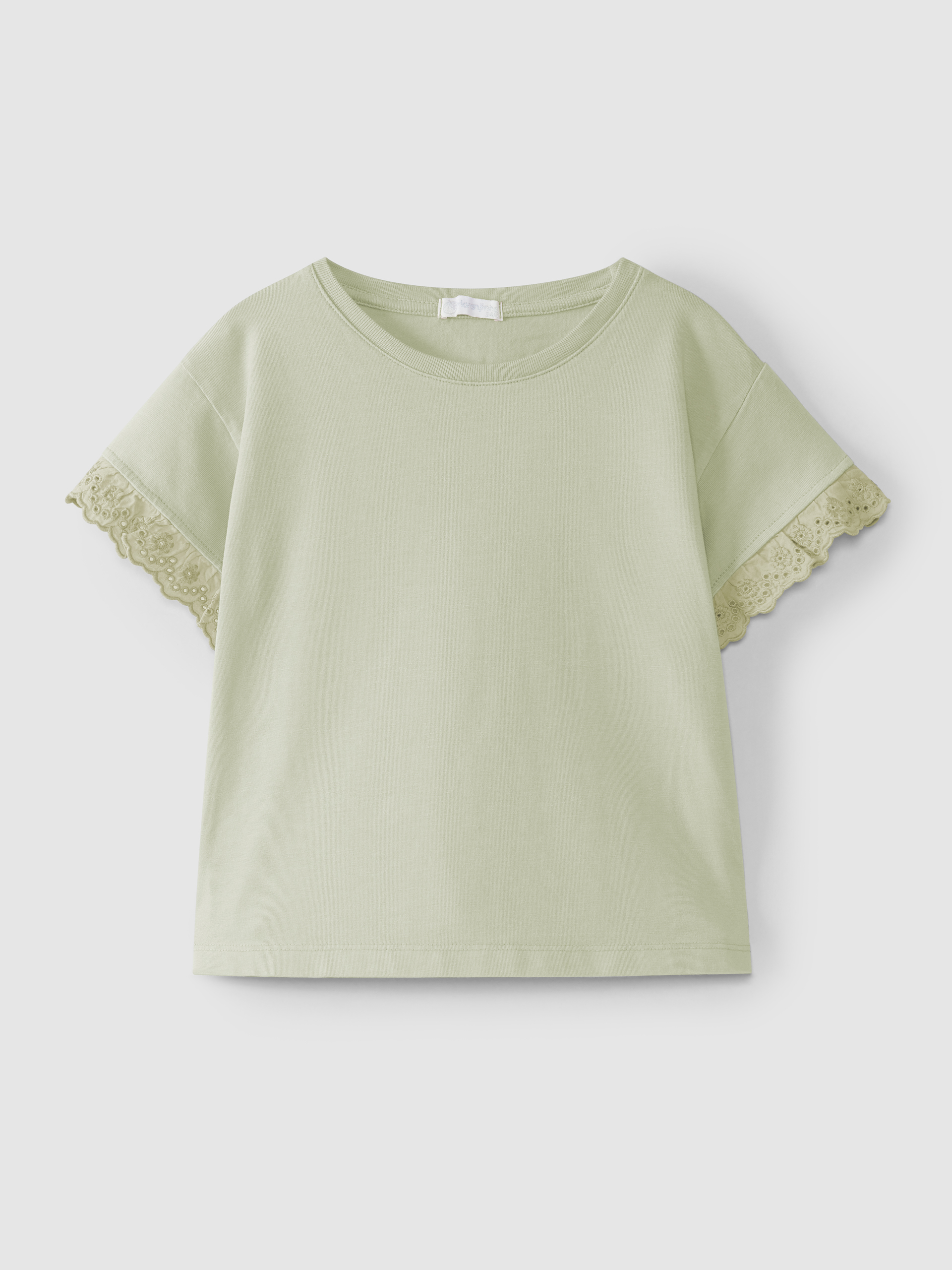 Camiseta manga corta con bordado inglés