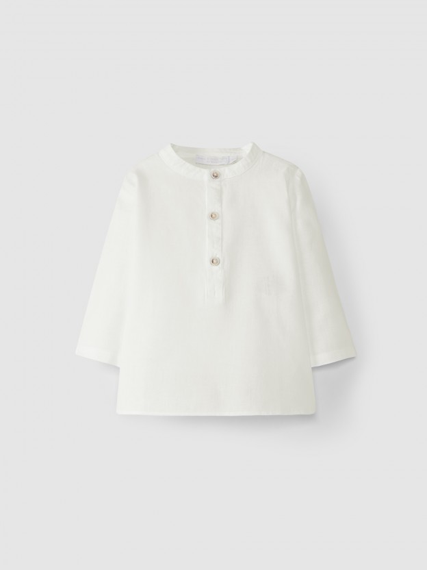 Camisa lino cuello mao Camisa lino cuello mao