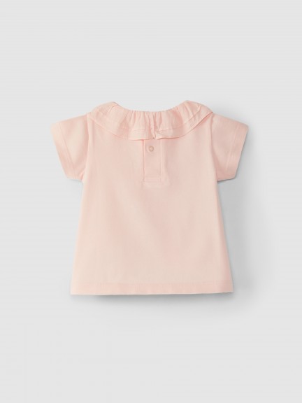 T-shirt plain with ruffled collar T-shirt plain with ruffled collar
