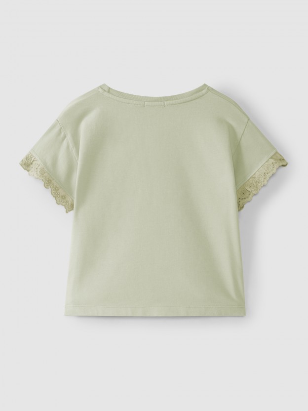 Camiseta manga corta con bordado ingl�s