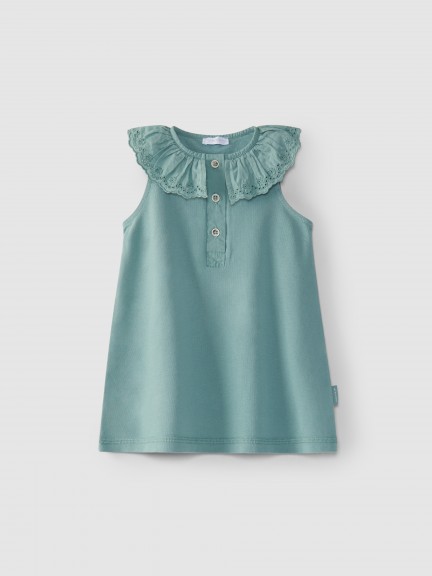Dress pique with English embroidery collar Dress pique with English embroidery collar